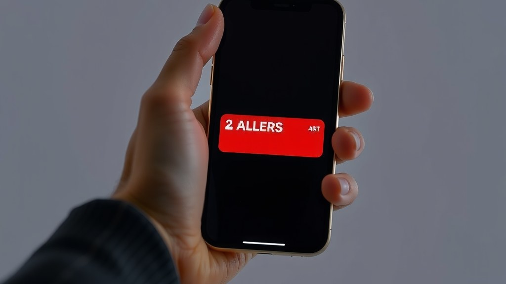 Une personne consulte une notification suspecte sur son téléphone, éclairée par la lumière de l'écran.