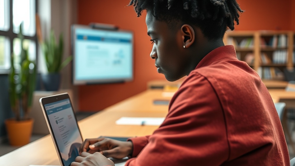 Adolescent utilisant ChatGPT pour ados avec des outils pédagogiques à l'écran