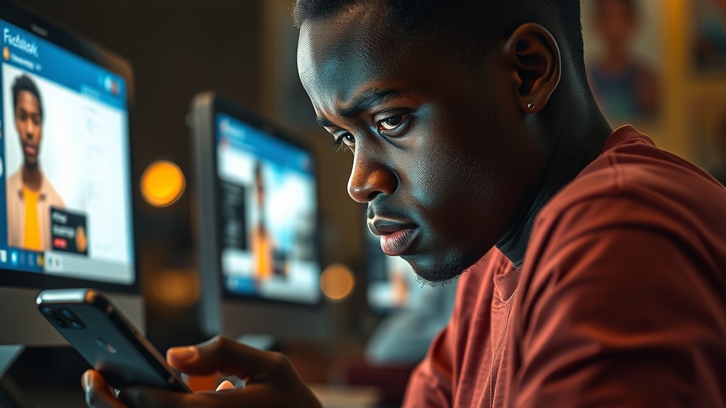 Adolescent utilisant un smartphone dans un cybercafé au Burkina Faso