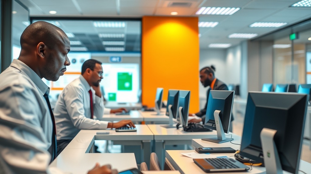 Bureau de poste sénégalais modernisé avec des outils numériques