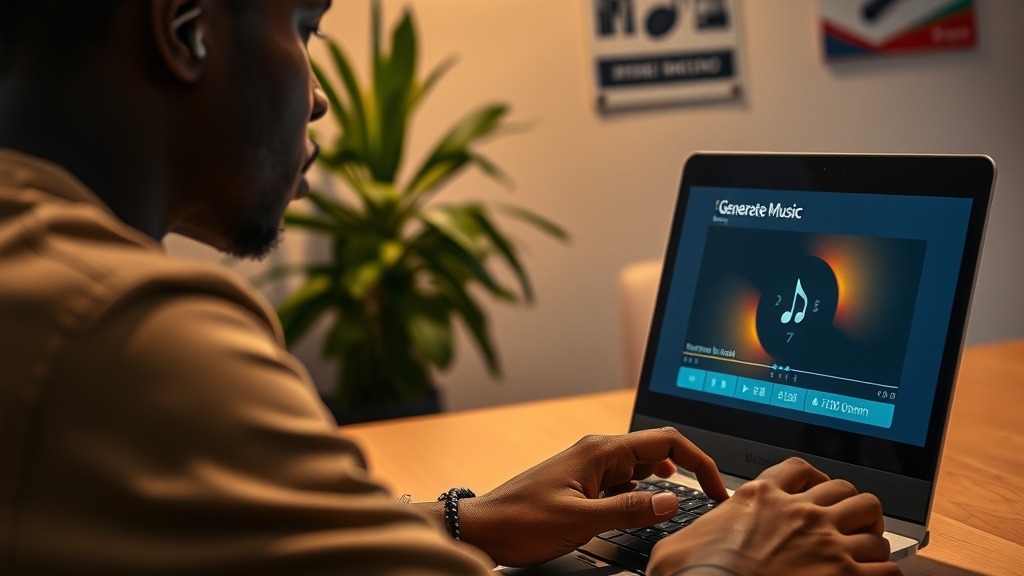 Créateur utilisant Adobe Firefly pour générer de la musique sans micro