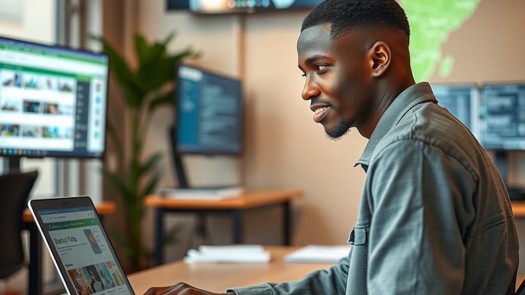 Développeur burkinabè utilisant une plateforme numérique consulaire