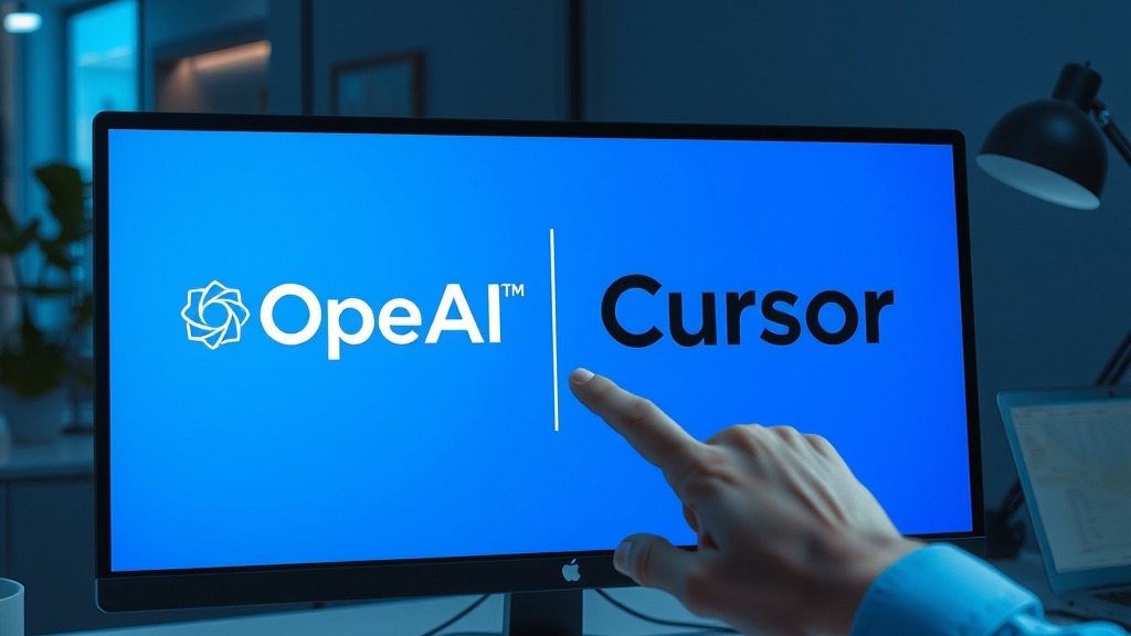 Écran montrant les logos d’OpenAI et Cursor avec un contrat barré, symbolisant la rupture de partenariat.