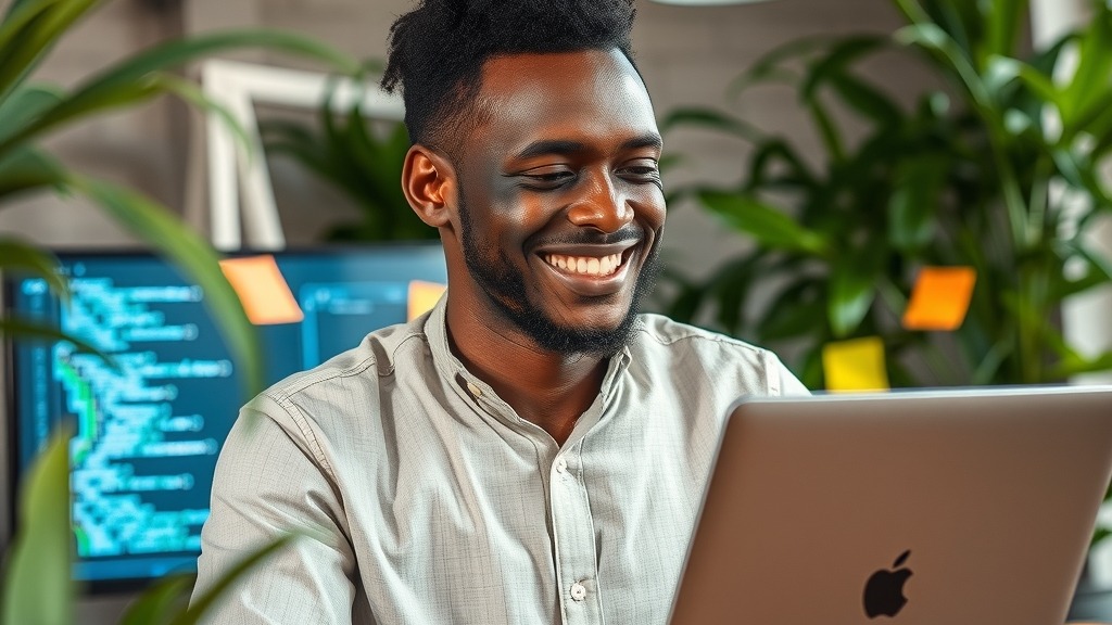 Entrepreneur africain travaillant sur une application locale
