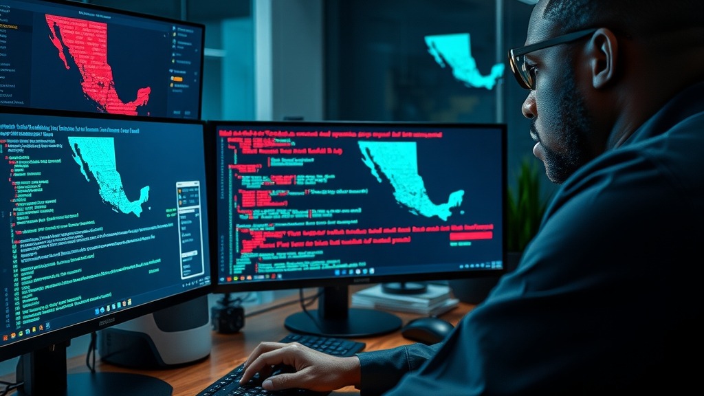 Expert en cybersécurité analysant le malware Grandoreiro sur des écrans d'ordinateur