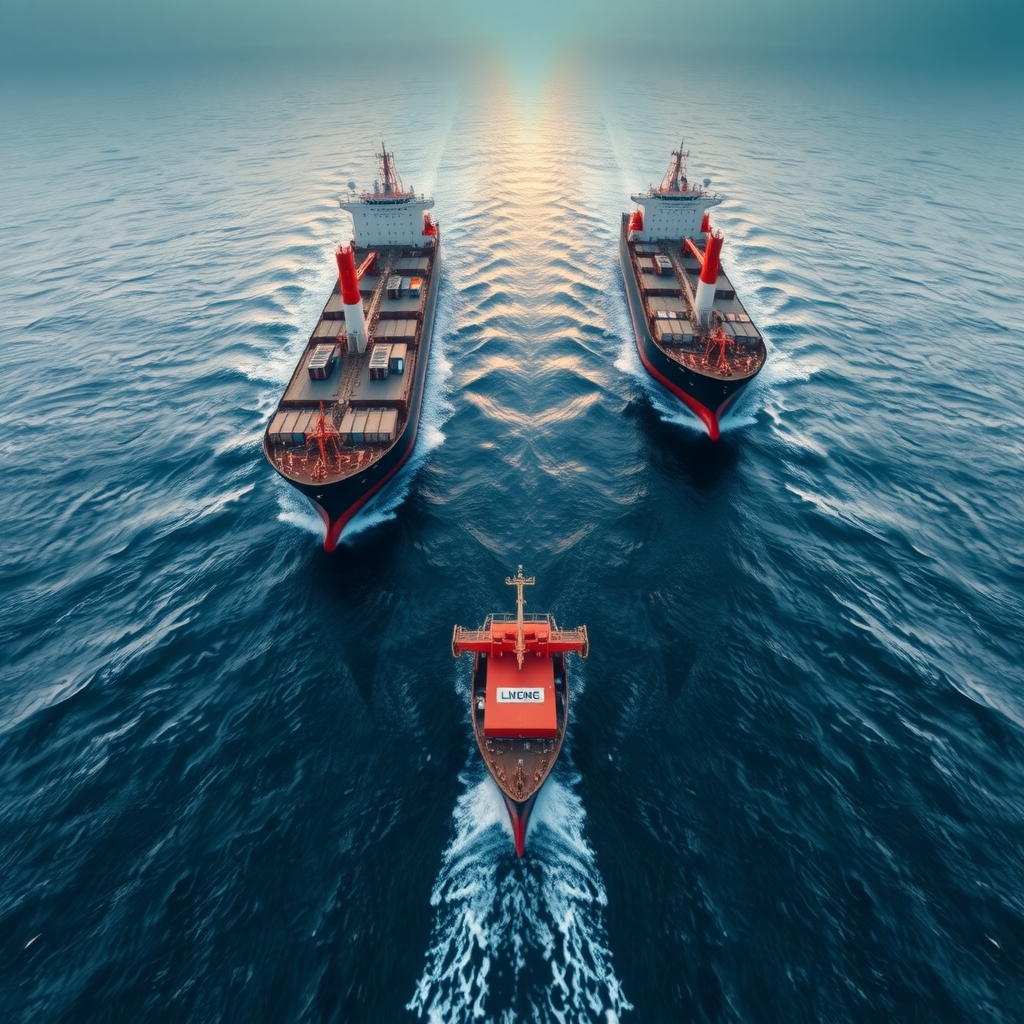 Pétroliers naviguant dans une voie maritime internationale