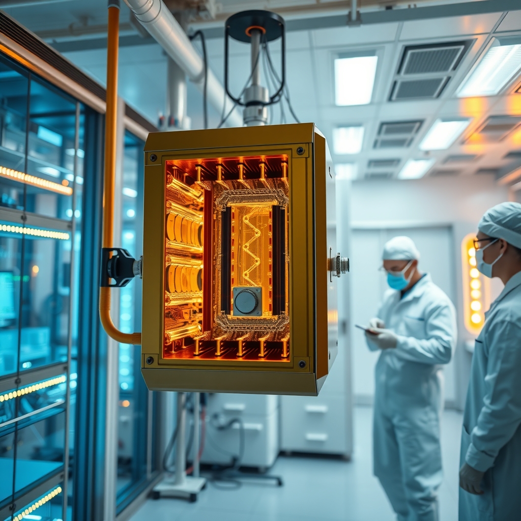 Processeur d'informatique quantique dans un laboratoire moderne