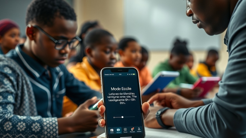 Salle de classe avec élèves utilisant des outils numériques