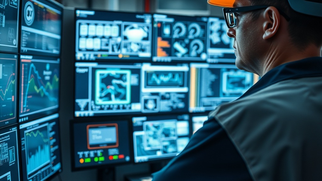 Salle de contrôle industrielle avec automates Siemens S7 et technicien surveillant les systèmes
