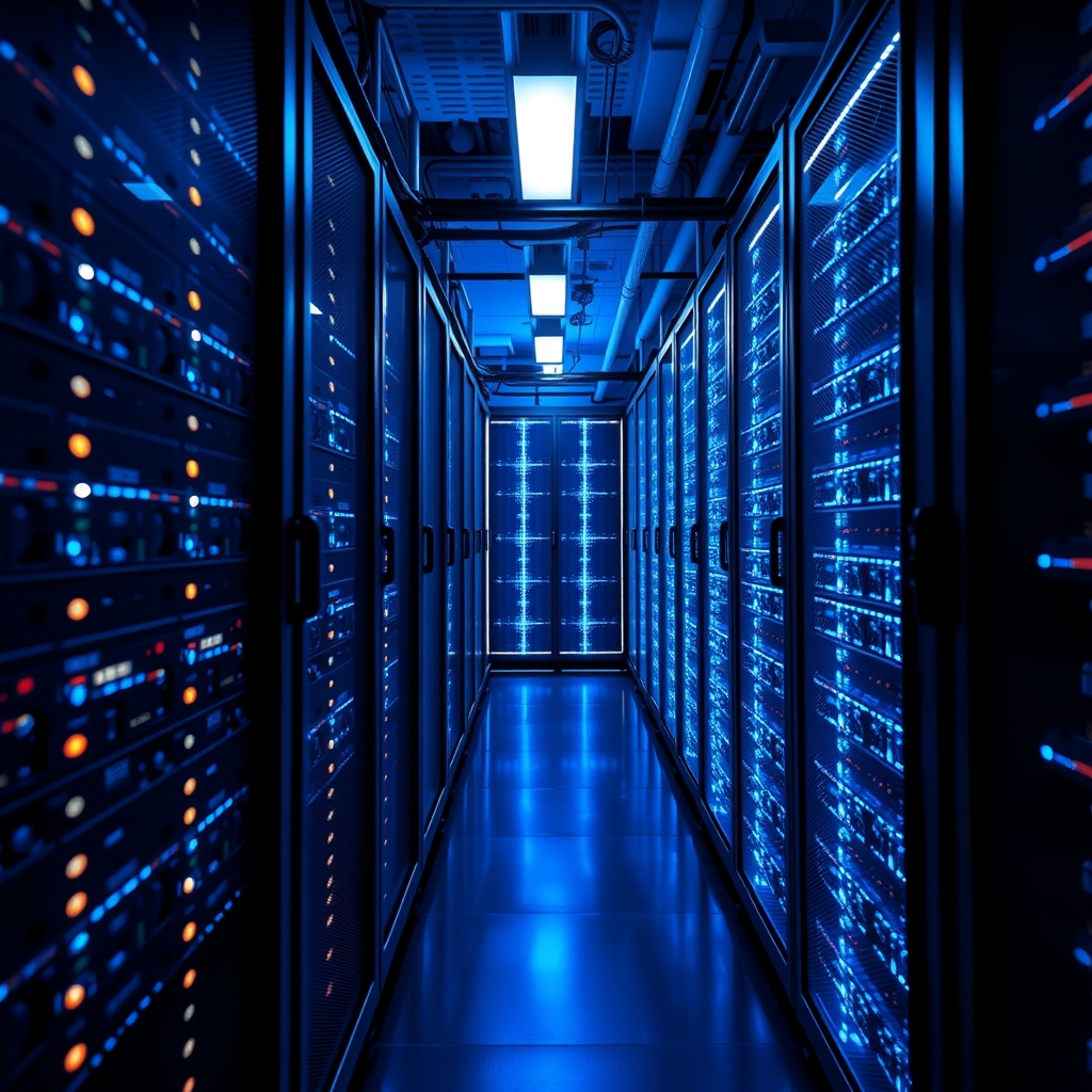 Serveurs et infrastructure de données alimentant les modèles d'intelligence artificielle