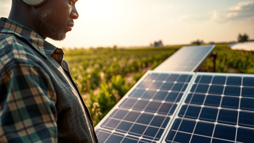 Agriculteur burkinabè avec une pompe solaire