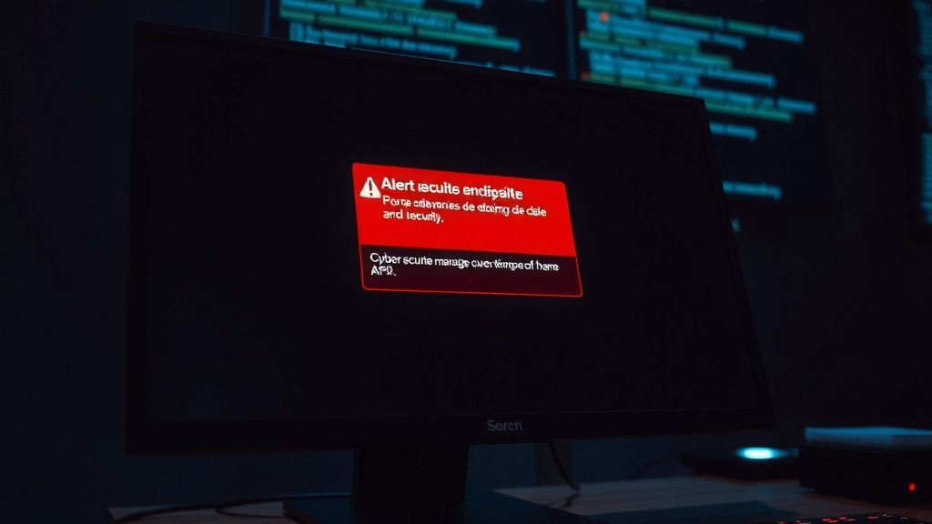 Alerte de cybersécurité sur un écran d'ordinateur