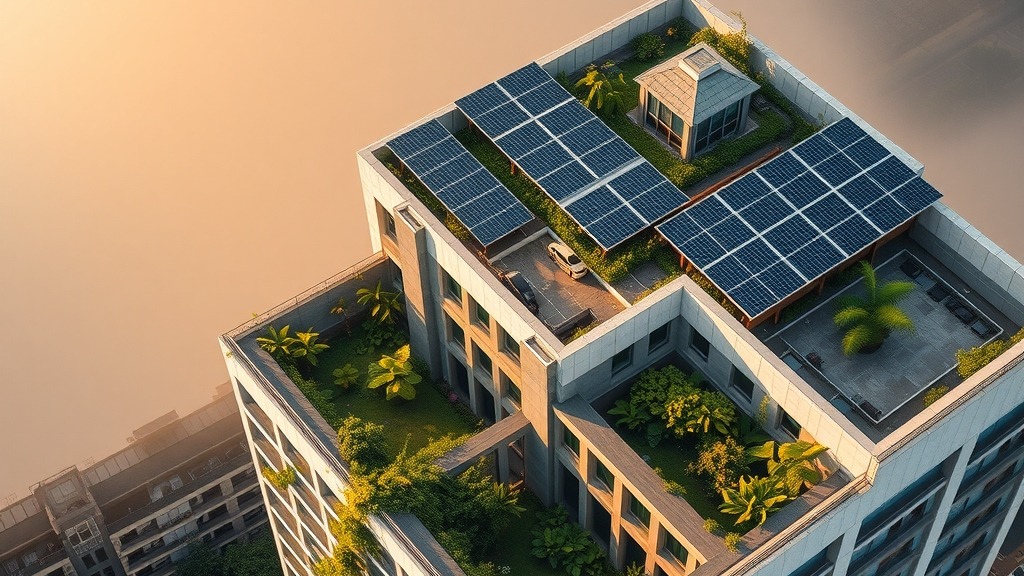 Bâtiment moderne avec panneaux solaires au Liberia