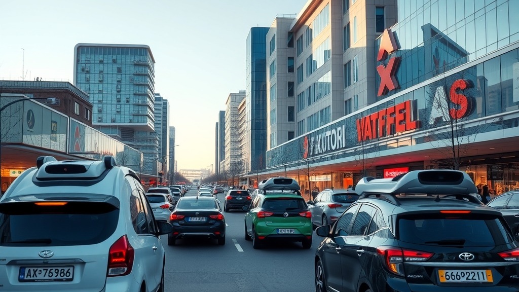 Carrefour de Zagreb avec des robotaxis et des piétons