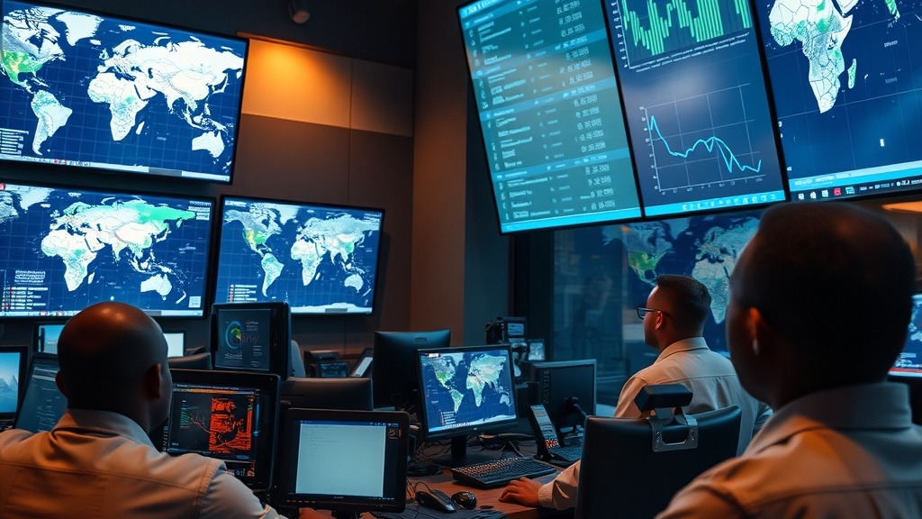 Centre de contrôle spatial africain surveillant les données de connectivité