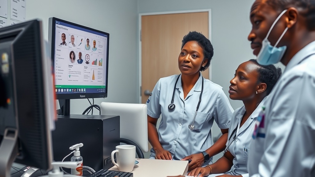 Centre de santé africain utilisant une interface d'IA pour l'analyse d'images médicales