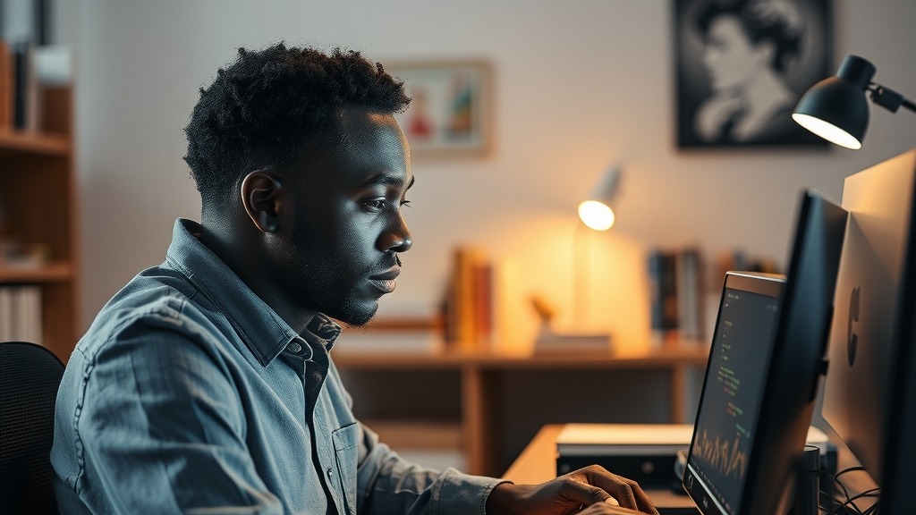 Chercheur africain analysant des résultats d'apprentissage automatique
