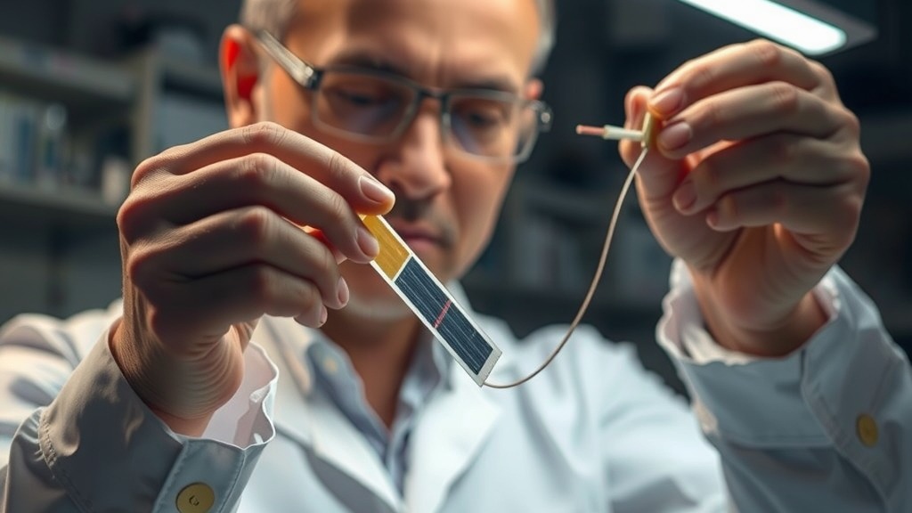 Chercheur analysant une cellule solaire MXene-silicium en laboratoire