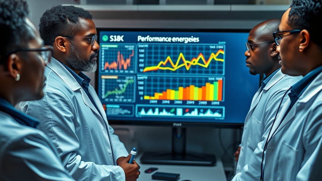 Chercheurs africains analysant des données énergétiques en laboratoire
