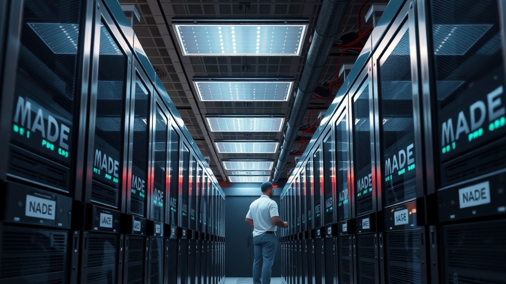 Data center africain avec serveurs étiquetés 'Made in Africa'