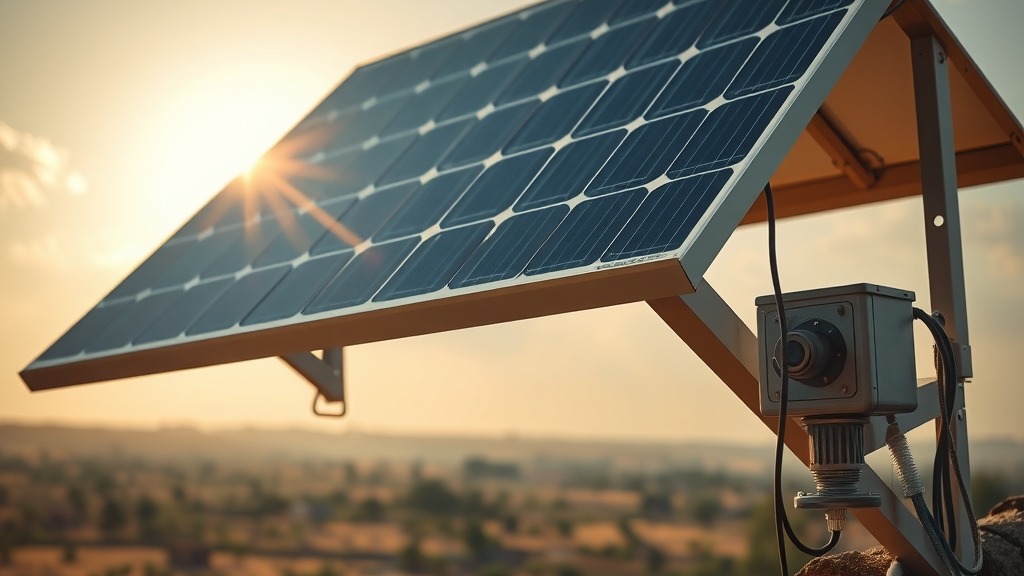 Détail d’un panneau solaire photovoltaïque pour le pompage