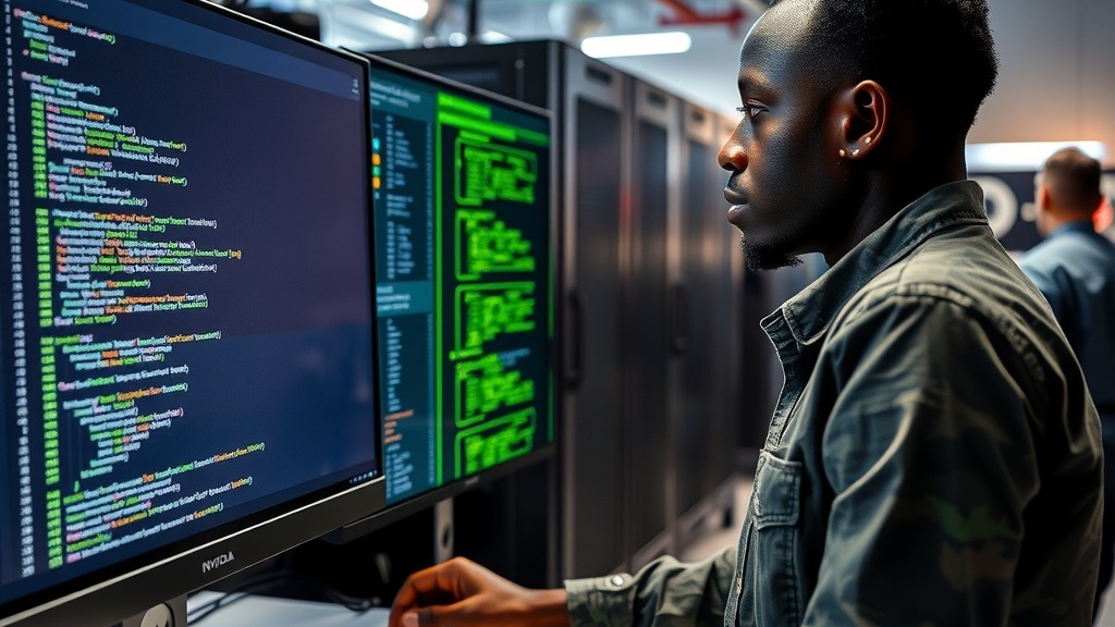 Développeur africain utilisant OSMO pour orchestrer un pipeline d'IA physique
