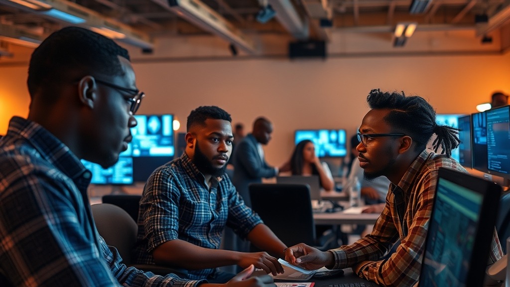 Développeurs africains analysant des données de sécurité IA