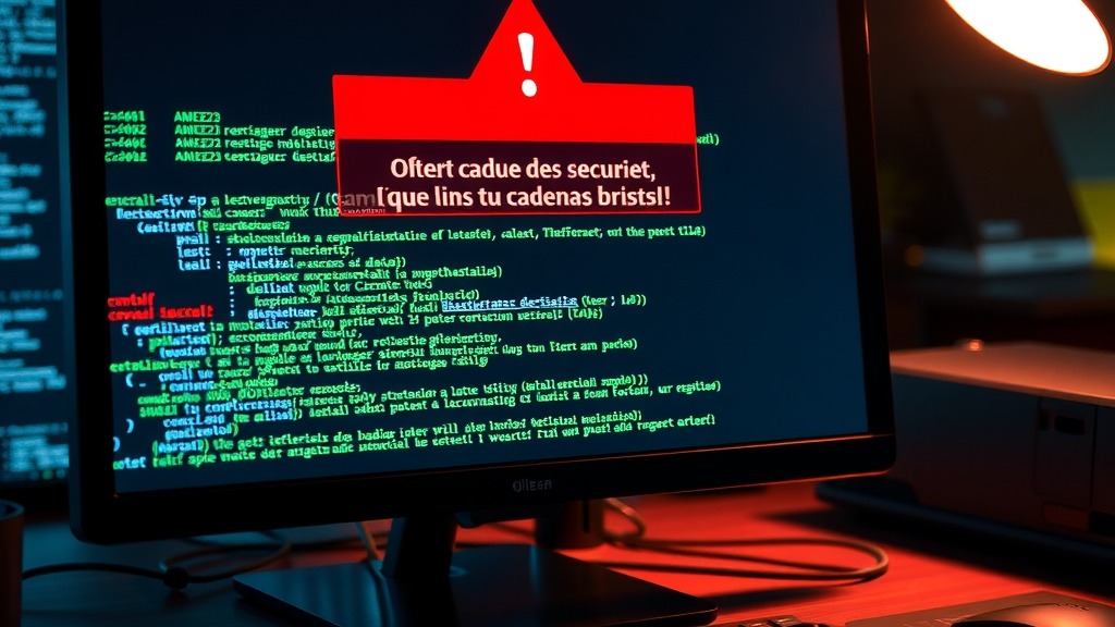 Écran affichant une alerte de sécurité avec un cadenas brisé
