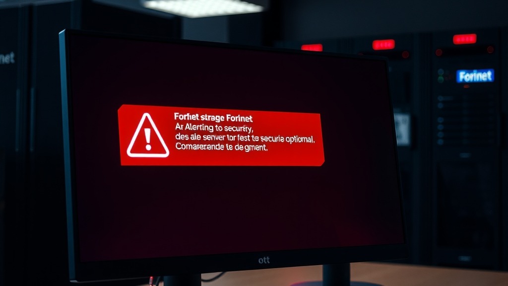 Écran affichant une alerte de sécurité Fortinet
