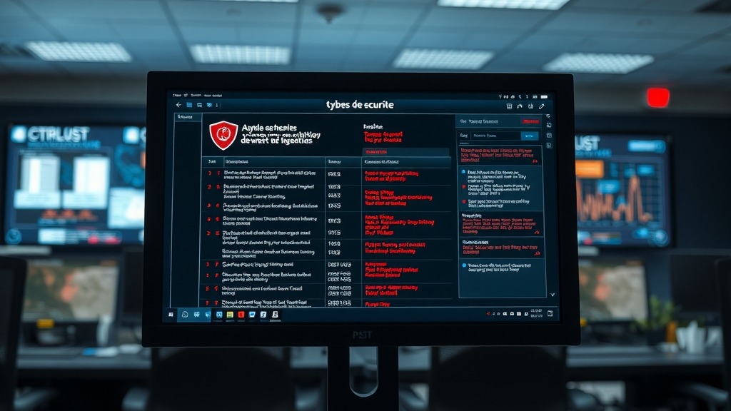 Écran de cybersécurité affichant des alertes de menace en temps réel