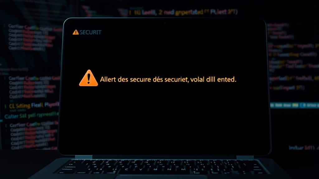 Écran d'ordinateur affichant une alerte de sécurité