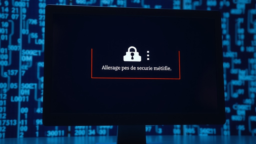 Écran d'ordinateur affichant une alerte de sécurité numérique