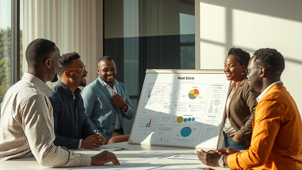 Entrepreneurs africains en réunion stratégique dans un espace de coworking