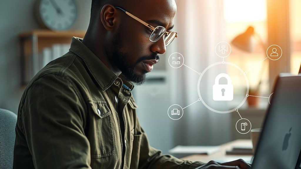 Ingénieur africain analysant des schémas de sécurité IoT