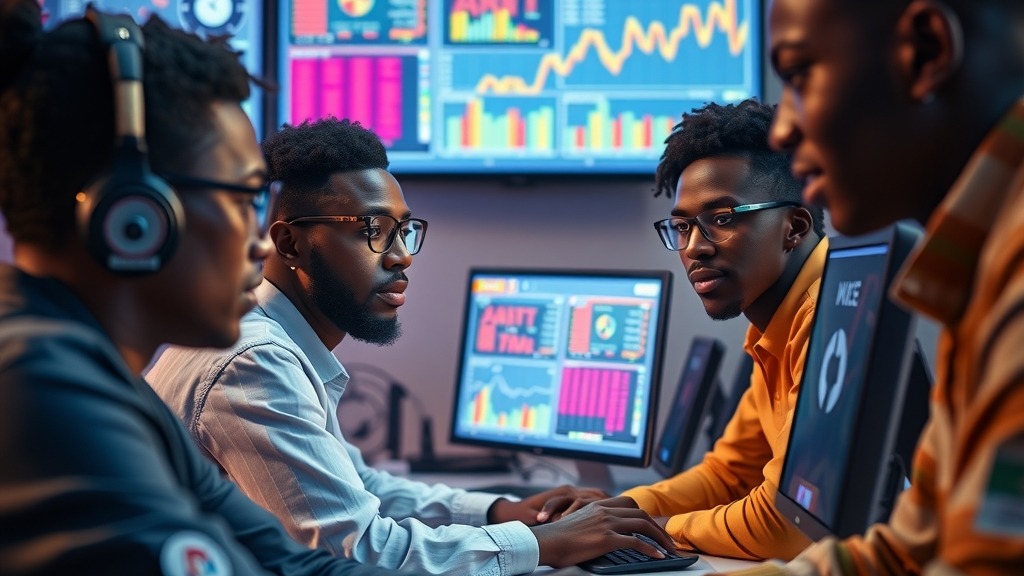 Jeunes Africains travaillant sur des ordinateurs dans un espace collaboratif