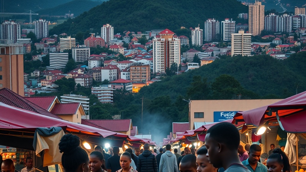 Kigali, Rwanda : des habitants utilisent des smartphones dans un marché local