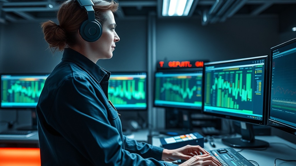 Opérateur télécoms vérifiant les paramètres d'un réseau 5G-Advanced en conditions réelles