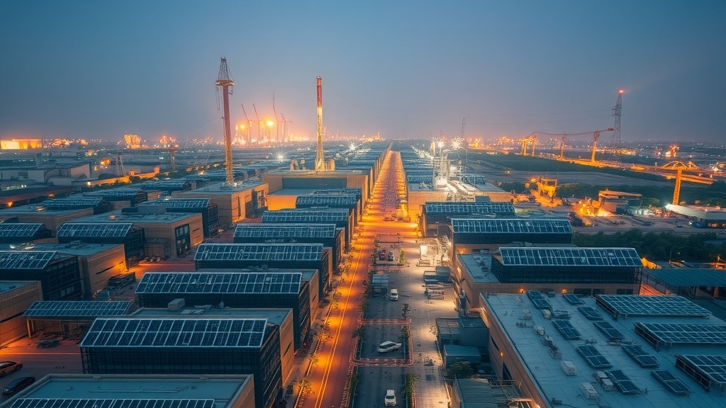 Parc industriel solaire en Inde avec panneaux photovoltaïques