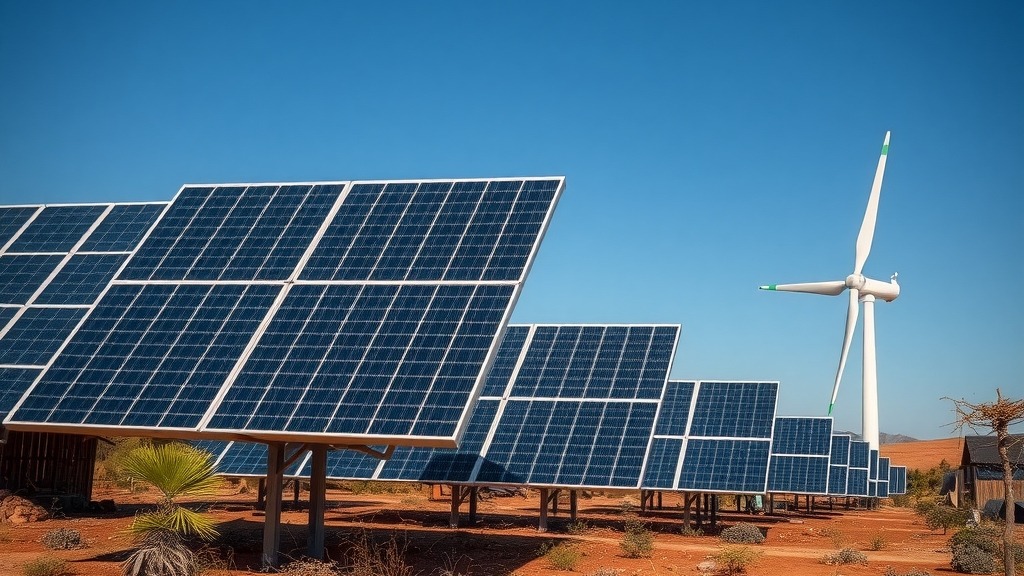Paysage africain avec énergies renouvelables
