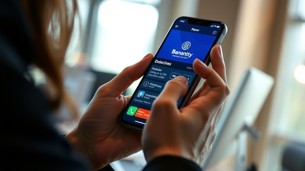 Personne consultant une application bancaire sur smartphone