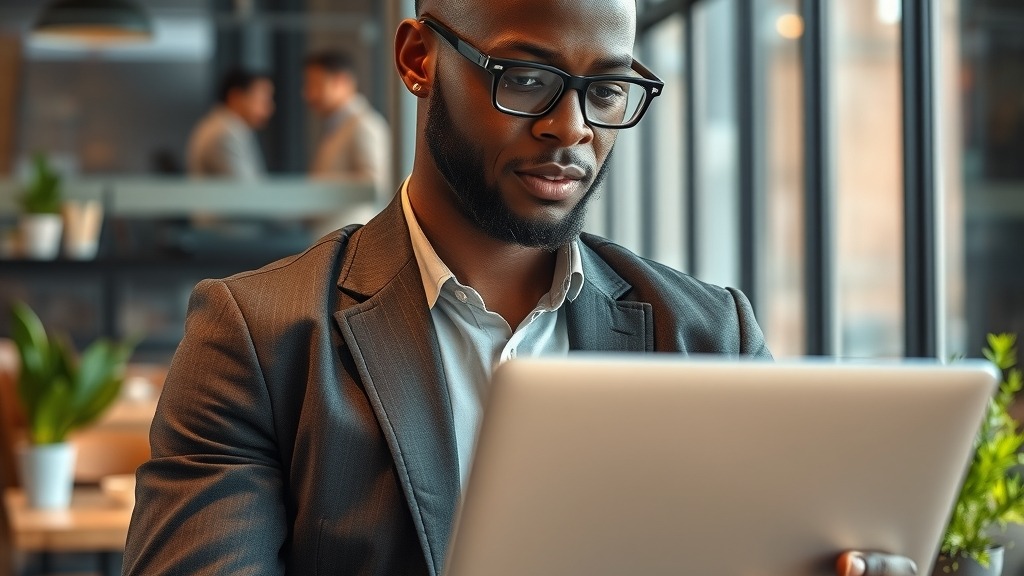 Professionnel utilisant un notebook léger en Afrique