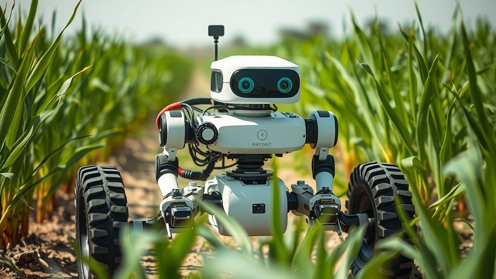 Robot agricole utilisant l'IA spatiale pour optimiser les cultures