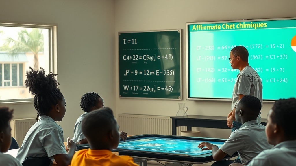 Salle de classe africaine utilisant des outils technologiques pour l'enseignement des sciences