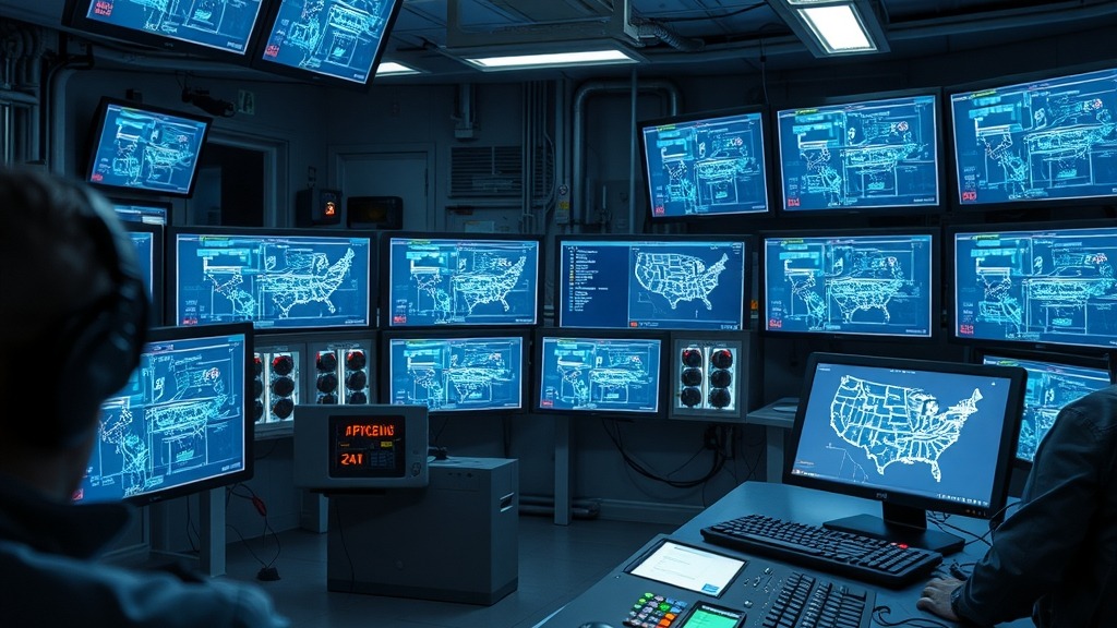 Salle de contrôle d'un réseau d'eau avec écrans affichant des paramètres techniques