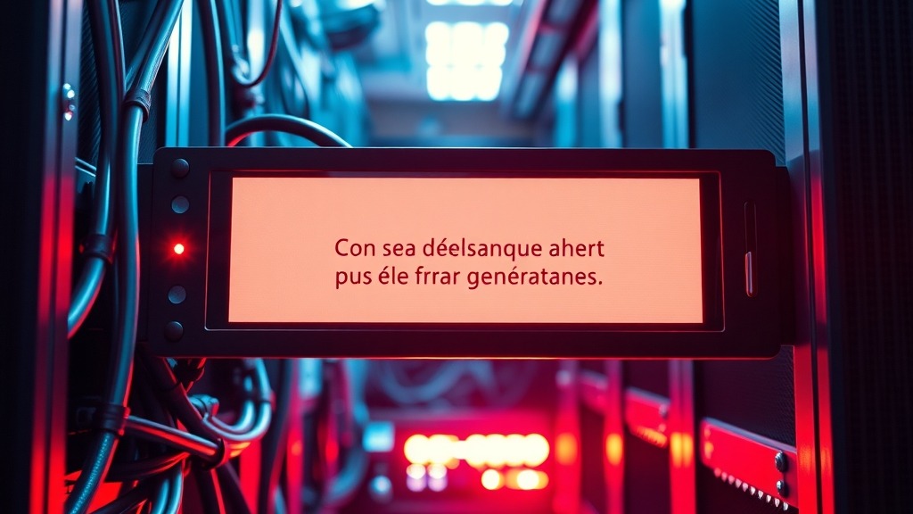 Salle de serveurs avec voyants d'alerte rouge clignotants