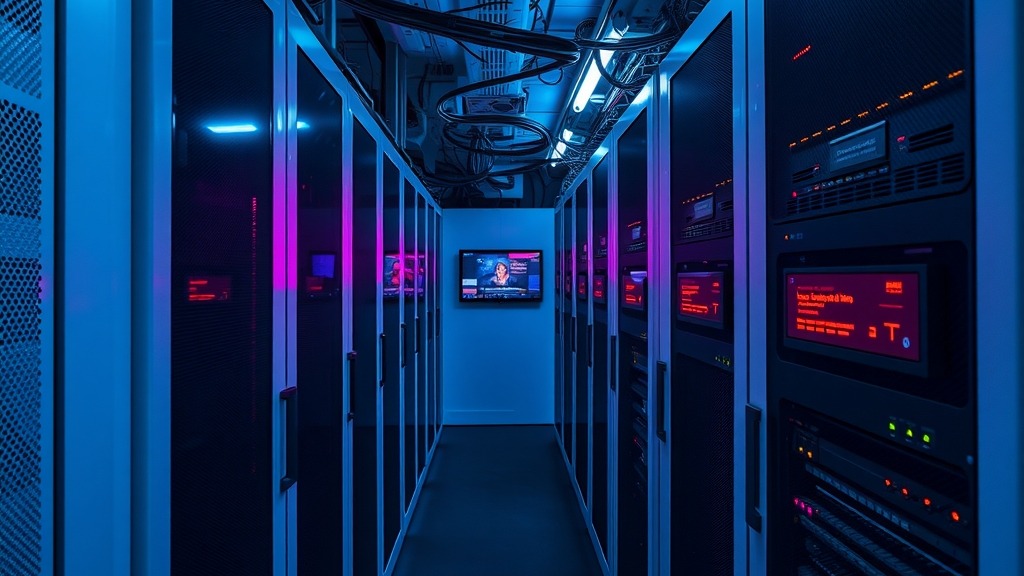Salle de serveurs avec voyants rouges clignotants symbolisant une intrusion