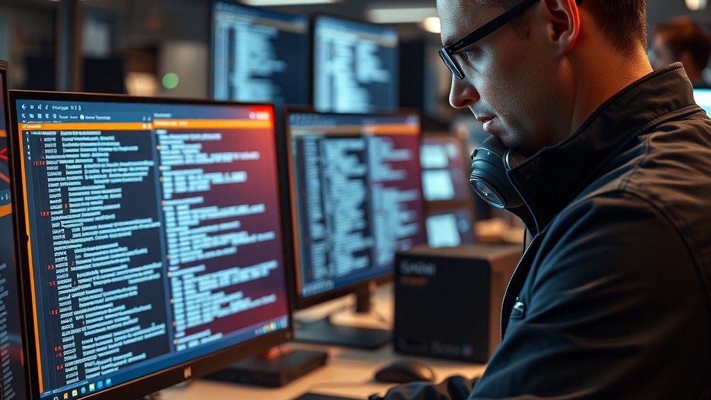 Technicien informatique analysant des logs de sécurité