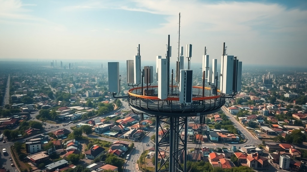 Tour de télécoms avec antennes 5G au Nigeria