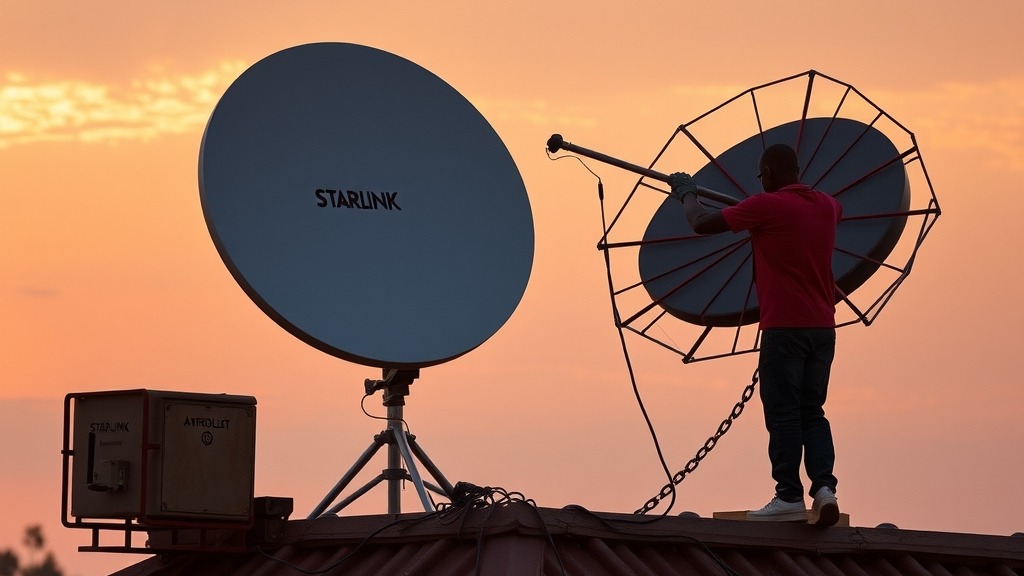 Antenne Starlink sur un toit au Kenya