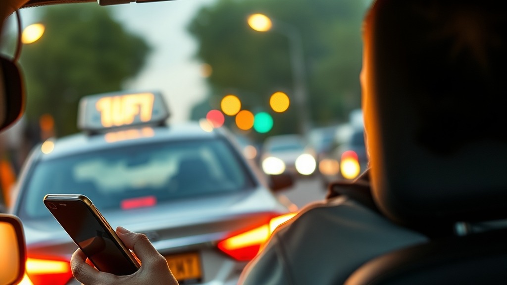 Chauffeur de VTC utilisant une application mobile pour gérer sa course